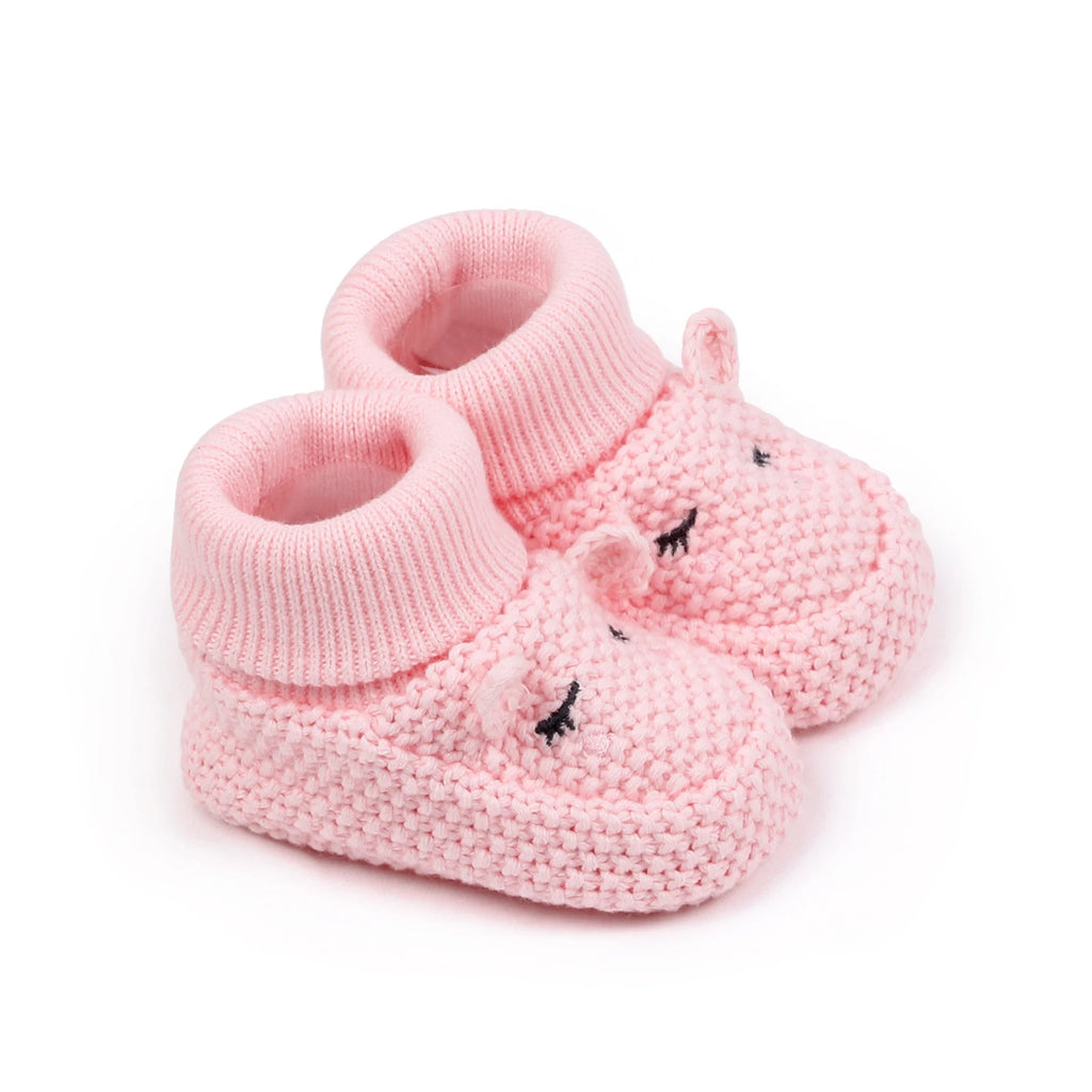 Sapatinho de Tricô Bebê com Orelhinhas Teddy Bear | Macio e Quentinho Inverno 0–12 Meses