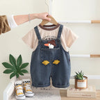 Conjunto 2 Peças Infantil Camiseta + Jardineira | Unissex 12M–5 Anos
