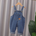 Jardineira Jeans Bebê Unissex Teddy Bear | Cartoon Casual Alças Reguláveis 9M–5 Anos