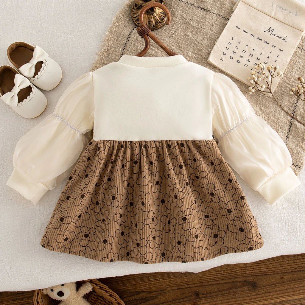Vestido Bebê Menina Estampa Floral | Manga Longa Algodão 9M–3 Anos