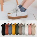Kit 10 Pares Meias Femininas Teddy Bear | Cano Baixo Estampa Urso
