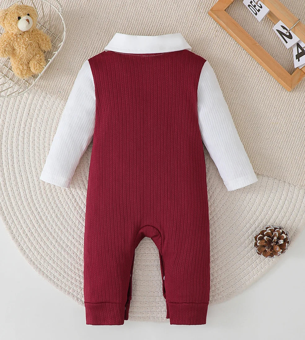 Body Bebê Menino Estilo College | Gola Lapela Manga Longa 0–18 Meses