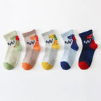 Kit 5 Pares de Meias Infantil Dinossauro | Unissex Respirável