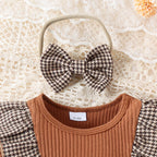 Conjunto 2 Peças Bebê Menina | Saia Xadrez + Gorro Preppy 0–18 Meses