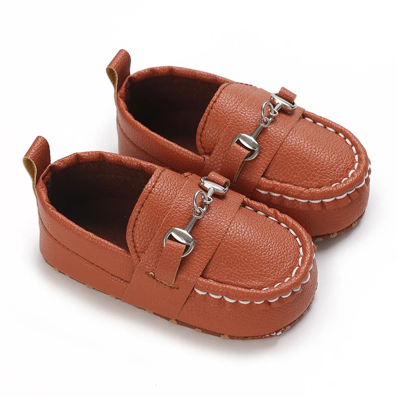 Sapatinho Bebê Couro PU | Estilo Britânico Sola Macia 0–18 Meses