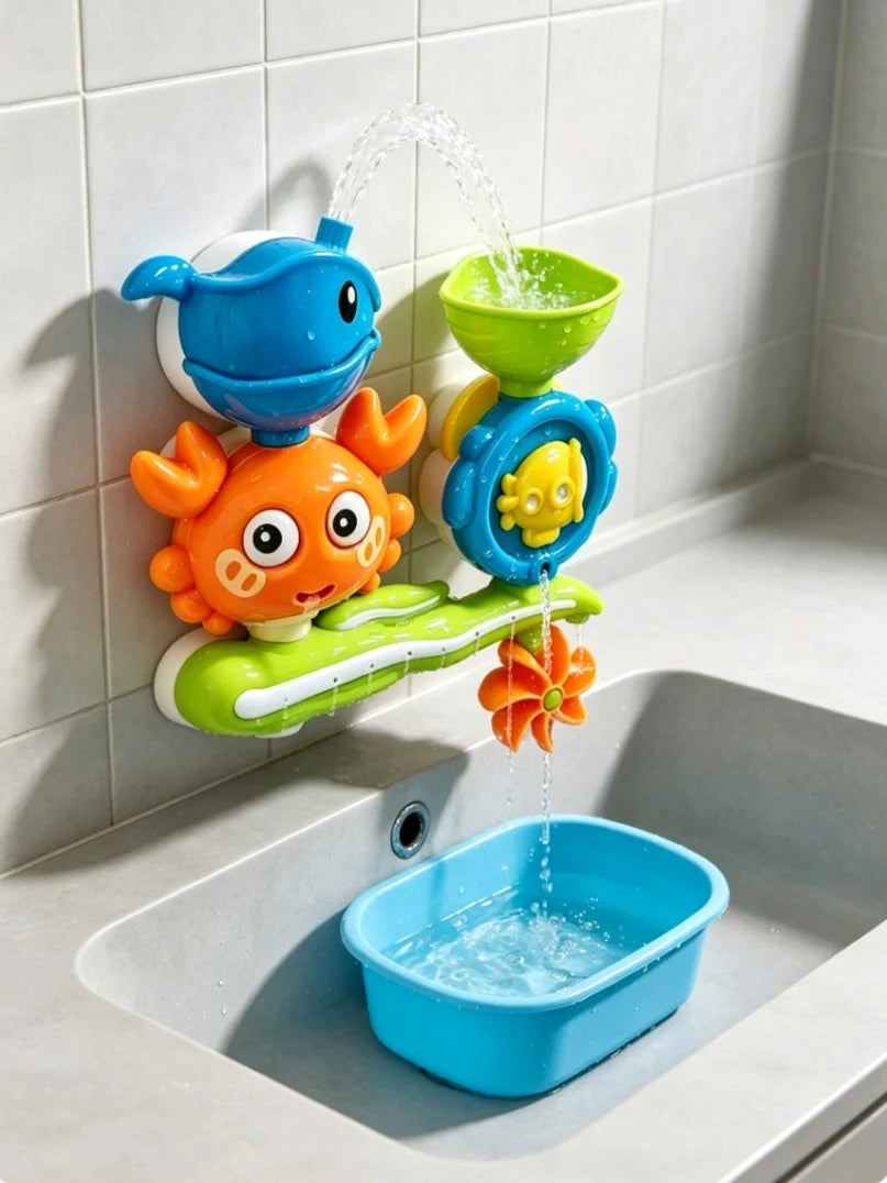 Brinquedo de Banho Giratório com Ventosas | Jatos de Água Sensorial | 18M+