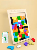 Quebra-Cabeça de Madeira Colorido | Tangram Montessori para Crianças