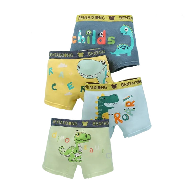 Cueca Infantil Algodão Estampa Dinossauro | Menino 1-14 Anos