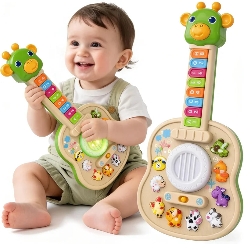 Guitarra Eletrônica Infantil Girafa | Piano com Sons, Luzes e Animais