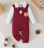 Body Bebê Menino Estilo College | Gola Lapela Manga Longa 0–18 Meses