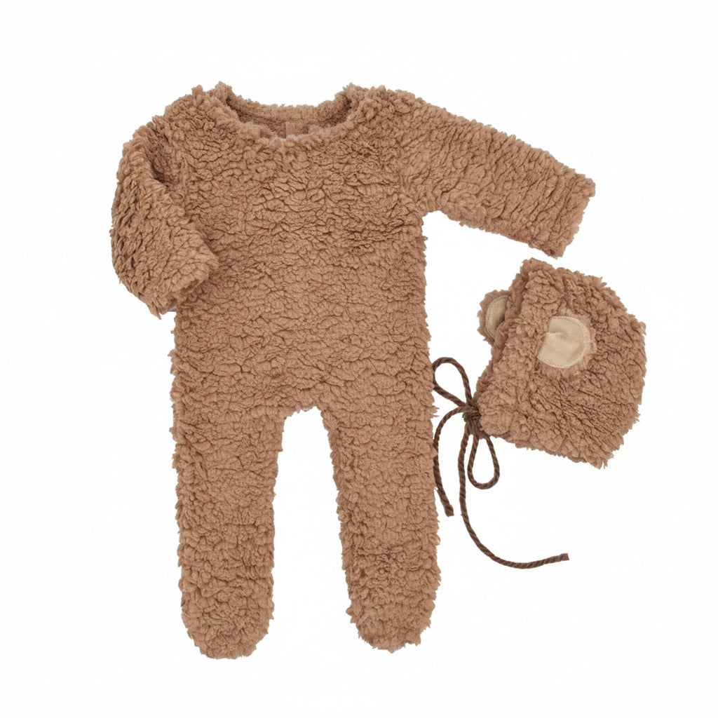 Kit Ensaio Fotográfico Recém-Nascido Teddy Bear | Fantasia e Macacão para Newborn