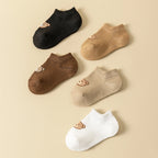 Kit 5 ou 10 Pares Meias Bebê Teddy Bear | Cartoon Urso Cano Baixo 0M–5 Anos