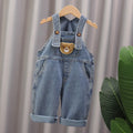 Jardineira Jeans Bebê Unissex Teddy Bear | Cartoon Casual Alças Reguláveis 9M–5 Anos