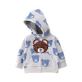 Jaqueta com Capuz Bebê Menino Teddy Bear | Polar Estampa Urso de Óculos Outono/Inverno 9M–3 Anos