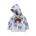 Jaqueta com Capuz Bebê Menino Teddy Bear | Polar Estampa Urso de Óculos Outono/Inverno 9M–3 Anos