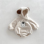 Macacão Bebê Inverno com Orelhinhas de Urso | Plush com Capuz Versão Coreana 0–12 Meses