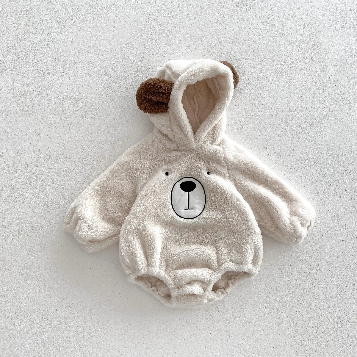 Macacão Bebê Inverno com Orelhinhas de Urso | Plush com Capuz Versão Coreana 0–12 Meses