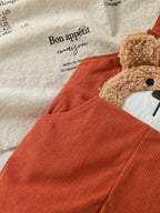 Macacão Bebê Unissex Teddy Bear | Cor Sólida Algodão Outono 3M–3 Anos