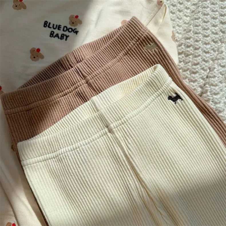 Legging Térmica Infantil Canelada Cachorrinho Bordado | Meninas 2–7 Anos