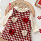 Conjunto Vestido Xadrez Infantil | Suéter Tricô + Vestido de Festa Meninas 6M–5 Anos