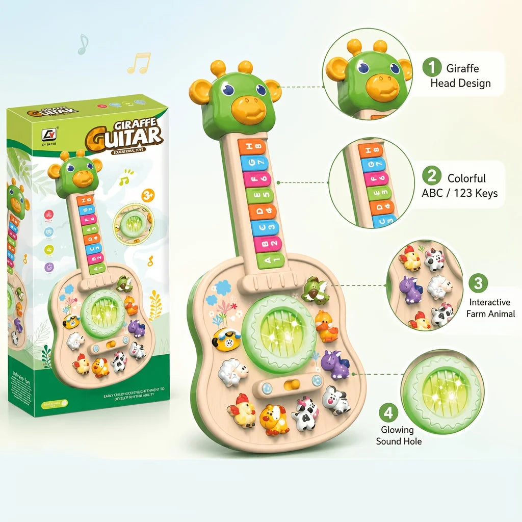 Guitarra Eletrônica Infantil Girafa | Piano com Sons, Luzes e Animais