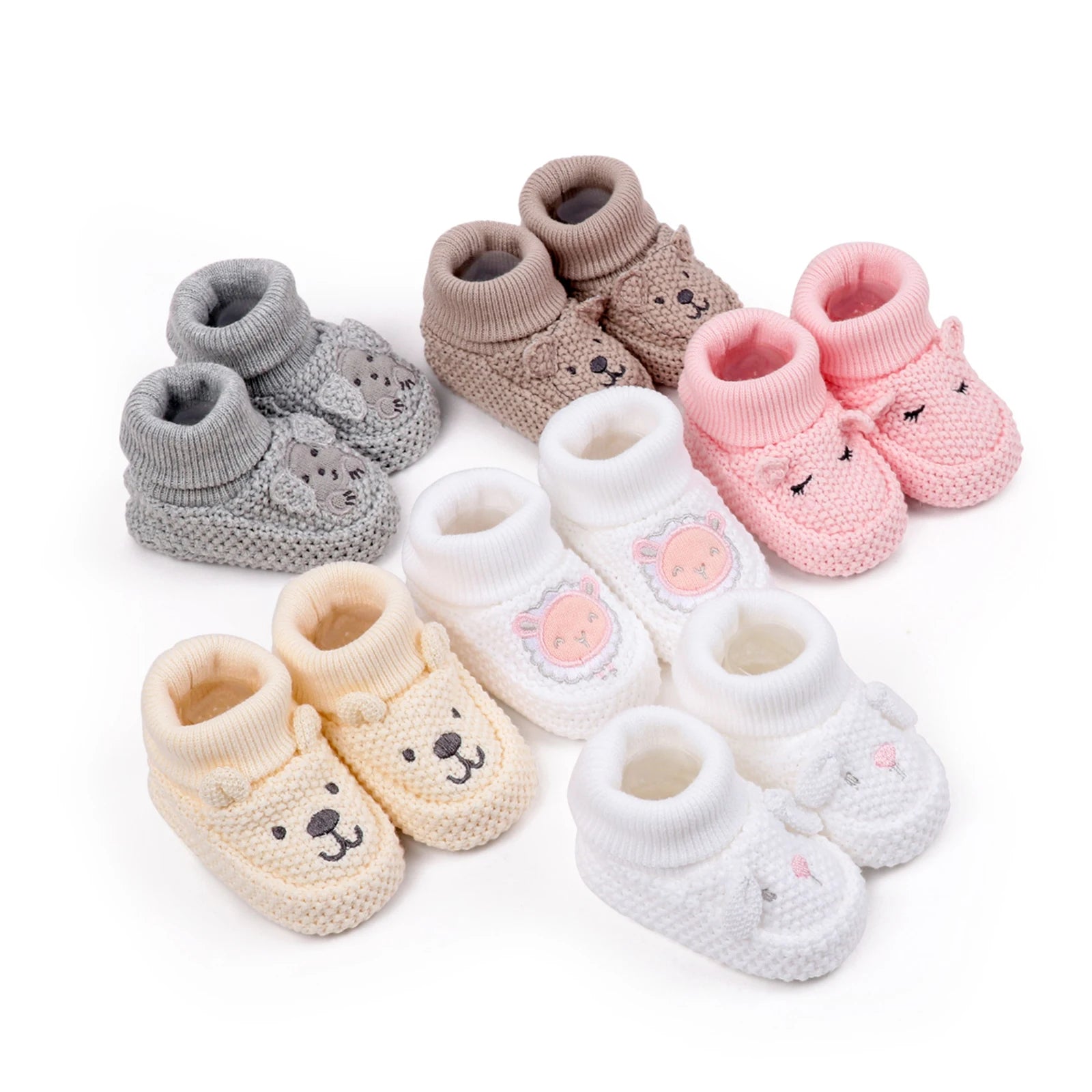 Sapatinho de Tricô Bebê com Orelhinhas Teddy Bear | Macio e Quentinho Inverno 0–12 Meses