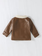 Jaqueta Bebê Menino | Couro PU Manga Longa Fashion Outono/Inverno 3M–3 Anos