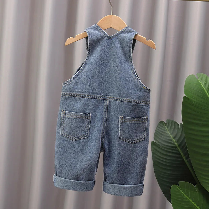 Jardineira Jeans Bebê Unissex Teddy Bear | Cartoon Casual Alças Reguláveis 9M–5 Anos