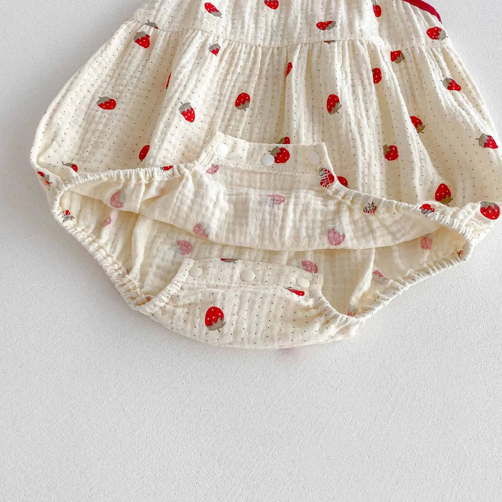 Body Bebê Sem Manga Estampa Morango | Meninas 6–24 Meses