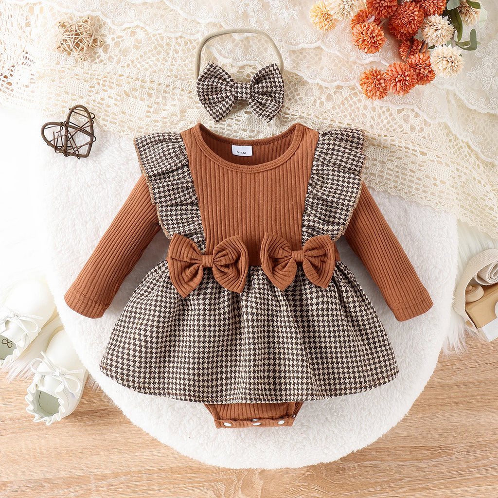 Conjunto 2 Peças Bebê Menina | Saia Xadrez + Gorro Preppy 0–18 Meses