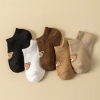 Kit 5 ou 10 Pares Meias Bebê Teddy Bear | Cartoon Urso Cano Baixo 0M–5 Anos