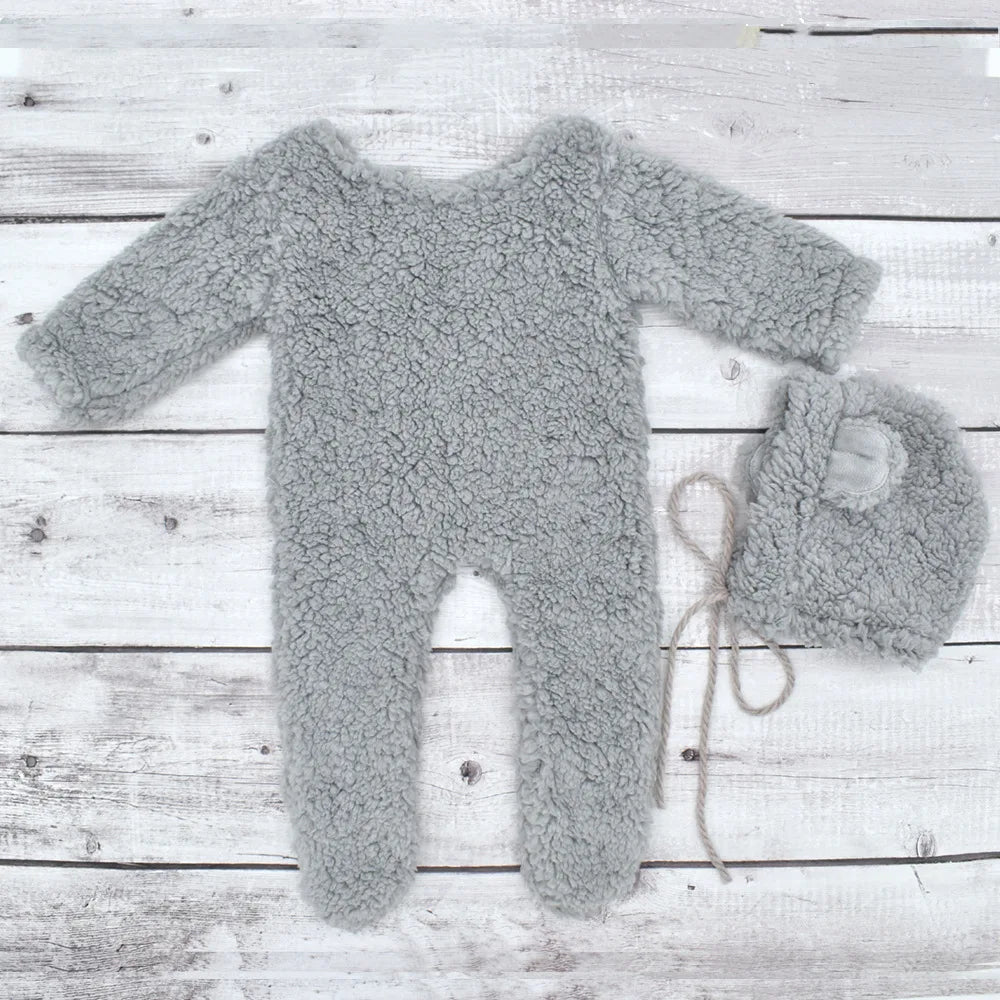 Kit Ensaio Fotográfico Recém-Nascido Teddy Bear | Fantasia e Macacão para Newborn