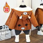 Casaco Infantil Teddy Bear | Parka Acolchoado Veludo Capuz Outono/Inverno 12M–5 Anos
